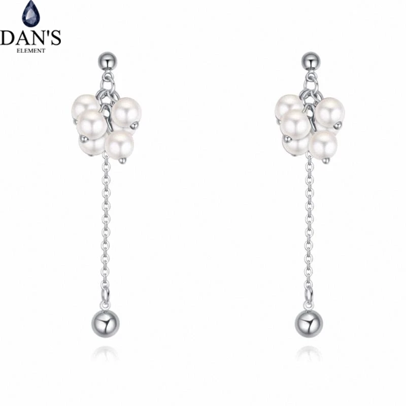 DAN'S ELEMENT 2 вида цветов с жемчугом роза кисточка золотого цвета круглые серьги