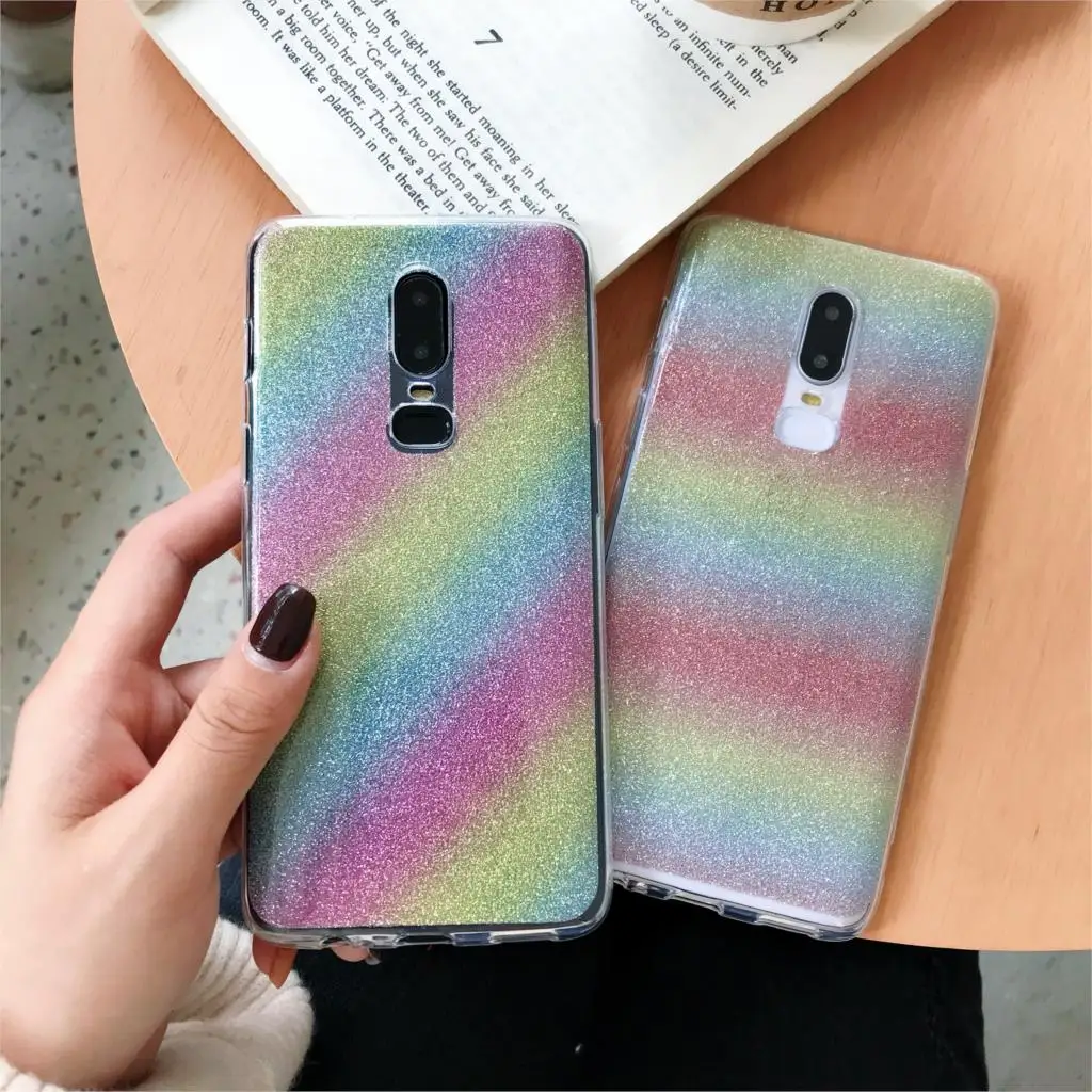 Градиент Аврора лазерный чехол для OnePlus 6 7 T мягкий силиконовый из ТПУ телефон