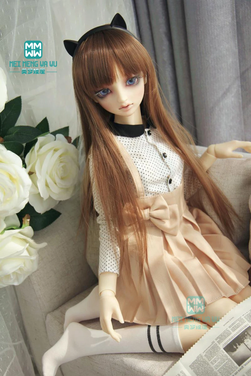BJD кукольная одежда для 57-60 см 1/3 BJD аксессуары Модная рубашка из пяти частей, плиссированная юбка, кардиган, носки, бант