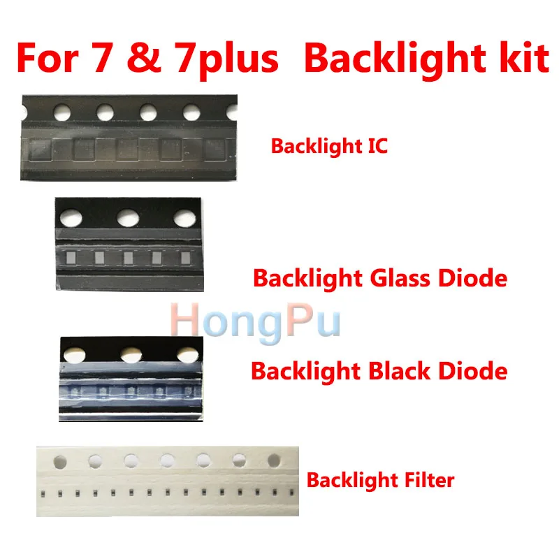 

10sets/lot backlight kit for iPhone 7 7plus backlight IC chip diode filters fuses full kit for dim no backlight fix part