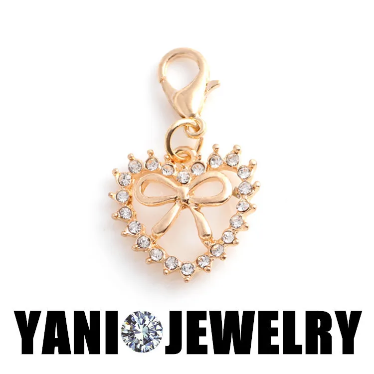 20 шт./лот бесплатная доставка подвески в виде банта с хрустальным сердцем и