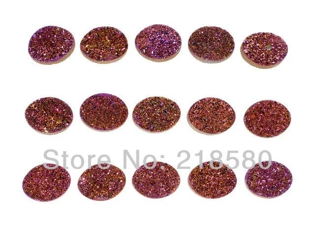 

H-DCB52 25pcs Purple Titanium Quartz Oval Shape Drusy Druzy Cabochon Beads 18mmx14mm