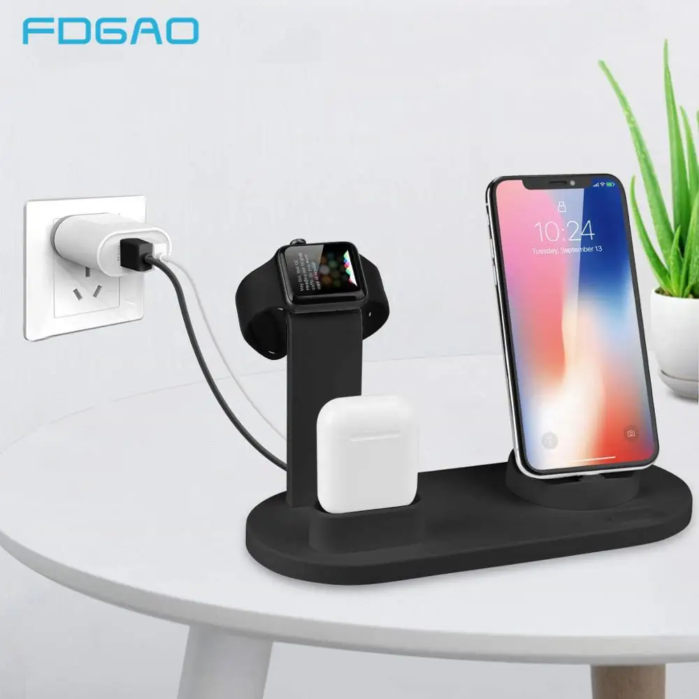 Зарядная док станция для iPhone 11 Pro X XS XR MAX 7 8 Plus Apple Watch Airpods USB зарядное устройство