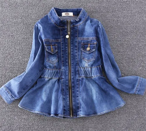 fashion jacket Teenmiro/джинсовая куртка с баской для девочек; детское модное джинсовое пальто; Весенняя детская одежда; модная верхняя одежда для маленьких девочек; От 2 до 8 лет - Цвет: fashion jacket