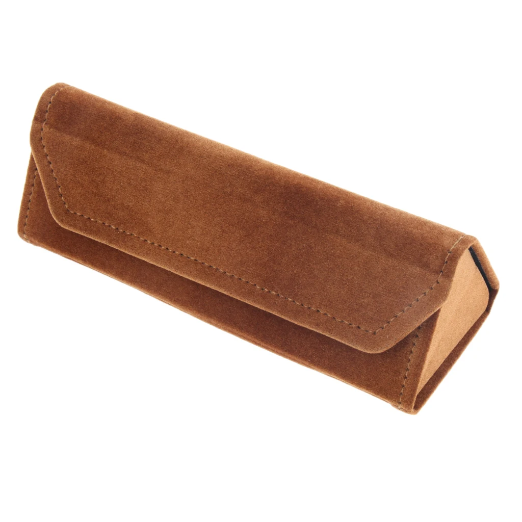 Coffee 15.8cm Folding Eyeglasses Hard Case Women Men Travel Glasses Box Suede Sunglasses Case Multicolor Spectacle Cases - Цвет: Coffee 15.8cm