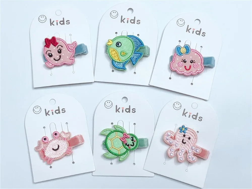 Розничная продажа модные милые заколки для волос 2 в 1 с вышивкой виде медузы