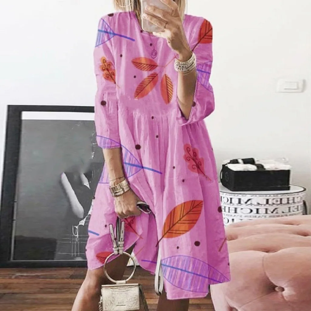 Женское платье с принтом повседневное Повседневное большого размера Y610 лето 2019 |