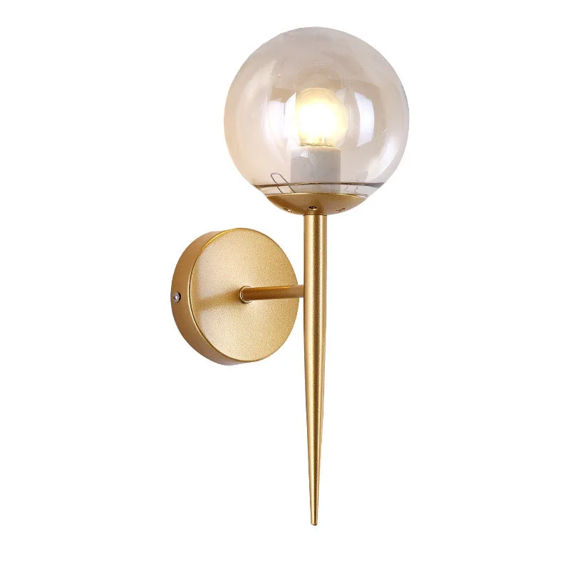 

Modern Nordic Wall Lamp Iron arm Round Glass Ball Mounted Light LED Indoor Lighting for Restaurant Living Room Bedroom Corridor
