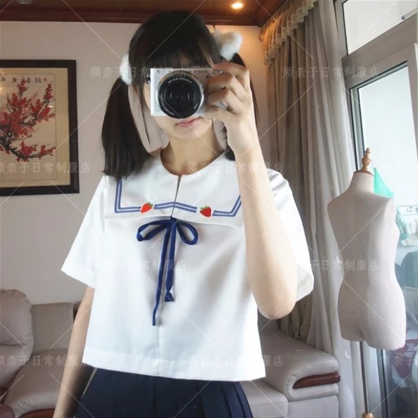 С вышивкой в виде ягод клубники теплые штаны Летние японская школьная форма