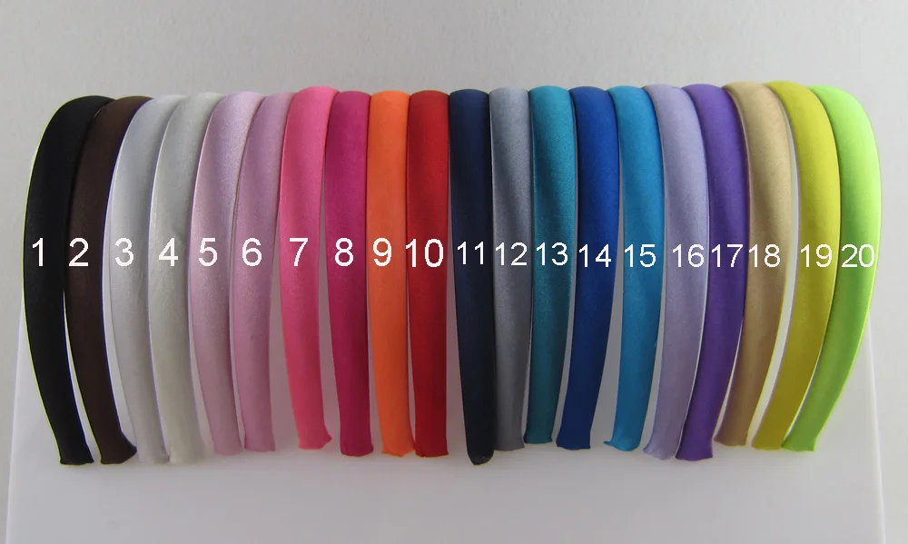 Набор из 5 штук - ободок для девочек и женщин с покрытием из атласа длиной 15 мм (5/8 дюйма) - выберите свой цвет из 20 доступных.