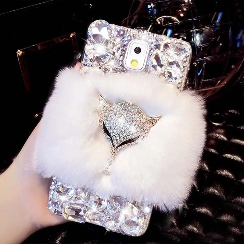 Настоящее волос кролика Rex Мех Bling Diamond Crystal Case Капа Coque для Samsung J2 J5 J7 премьер A9 Pro Grand