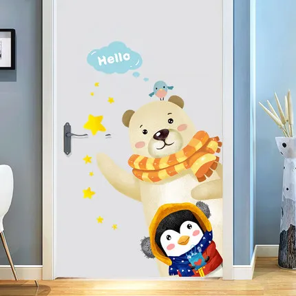 

80*108cm DIY Cartoon Animal Door Sticker Kids Room Nursery Home Decor Adhesive Poster Wallpaper