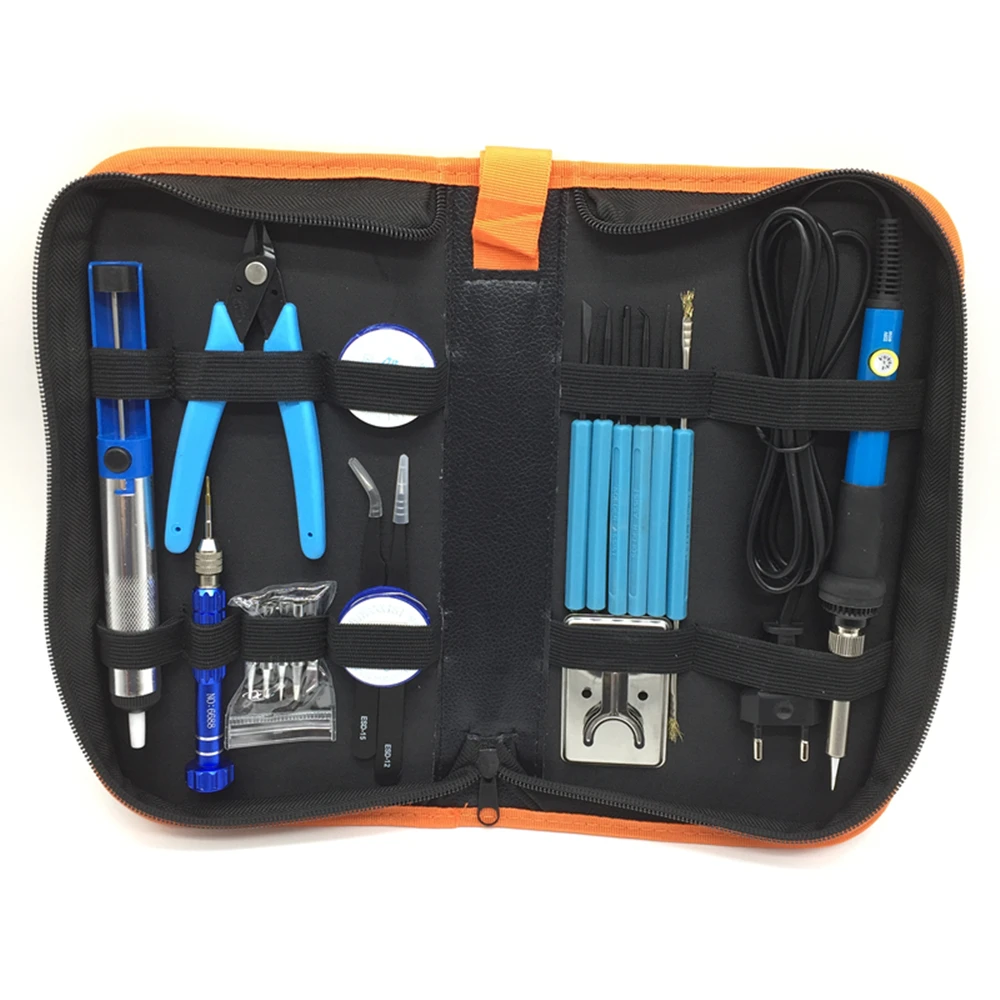 

Soldering Iron Kit Electronics, 60W Adjustable Temperature Welding Tool, 5pcs Soldering Tips, Desoldering Pump, Tweezers