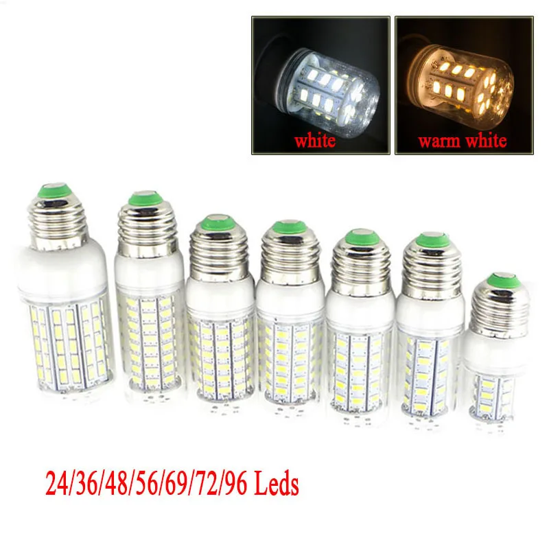 AC 220 В Светодиодная лампа кукурузы теплый белый E27 SMD573024 36 48 56 69 72 96 светодиодов