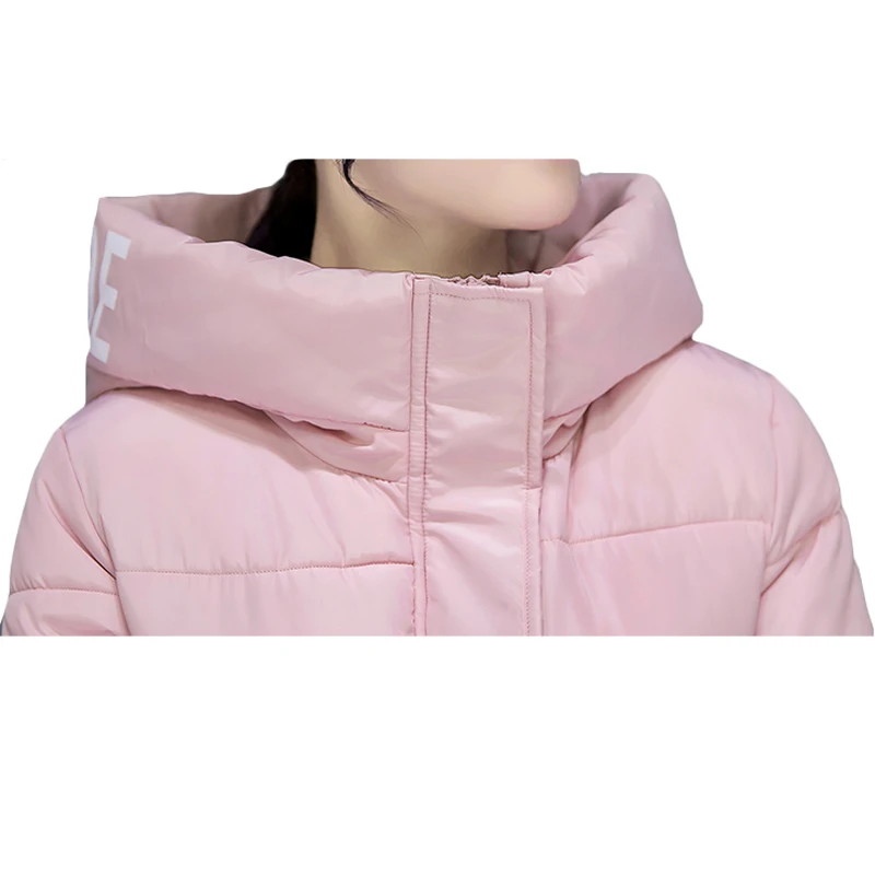 Женская зимняя парка длинная стеганая куртка с принтом в виде букв теплая