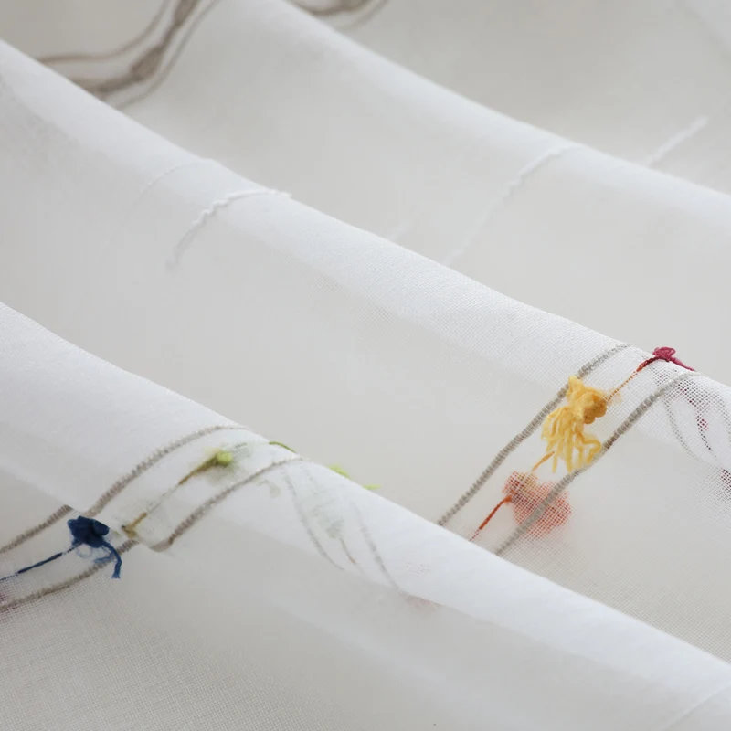 Шторы из прозрачной ткани с вышивкой в горошек тюлевые занавески японском и