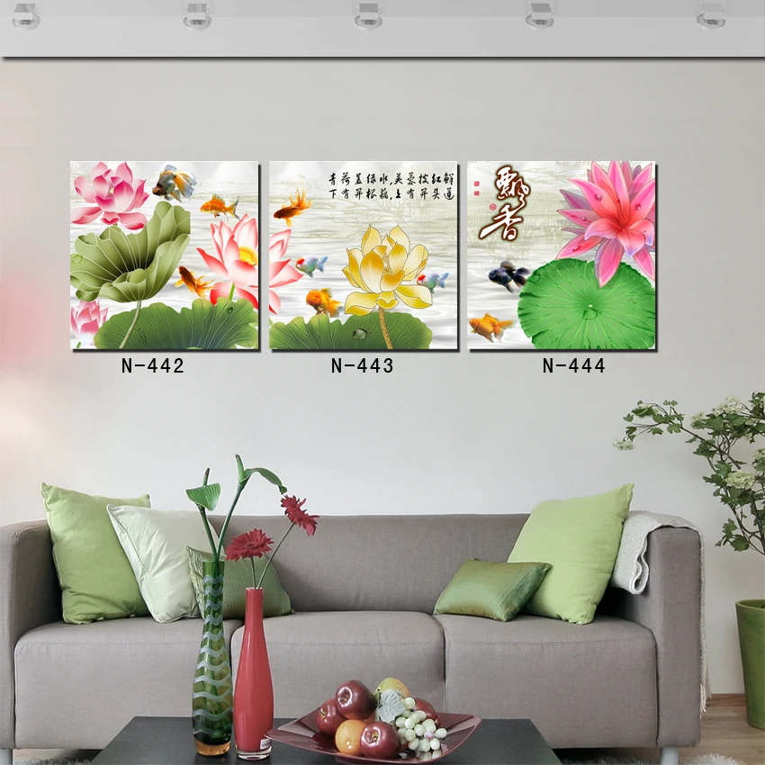 SomoArt Отпечатки На Холсте Стены Искусства Picture Home Decor 3 Шт./компл. Лотоса Аромат