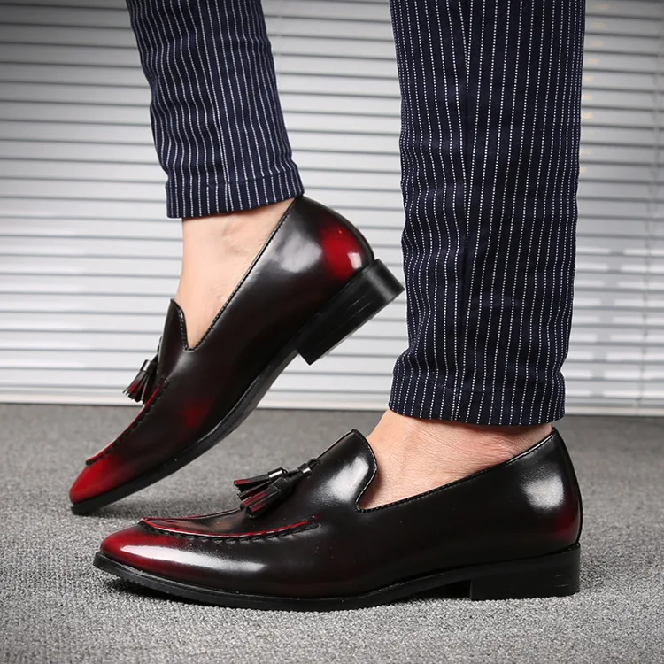 Men Genuine Cow Leather Dress Shoe Design Brand Shoes Male Classic Tassel Brogue Shoe Mans Footwear Formal Wedding Bullock Shoes