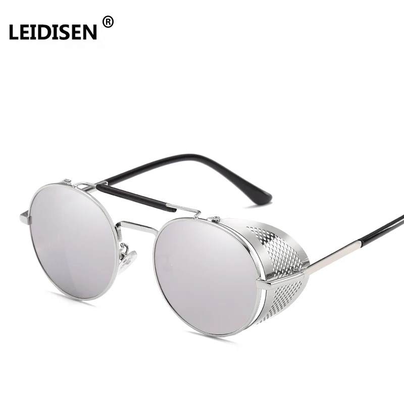Мужские и женские солнцезащитные очки LEIDISEN круглые дизайнерские в стиле