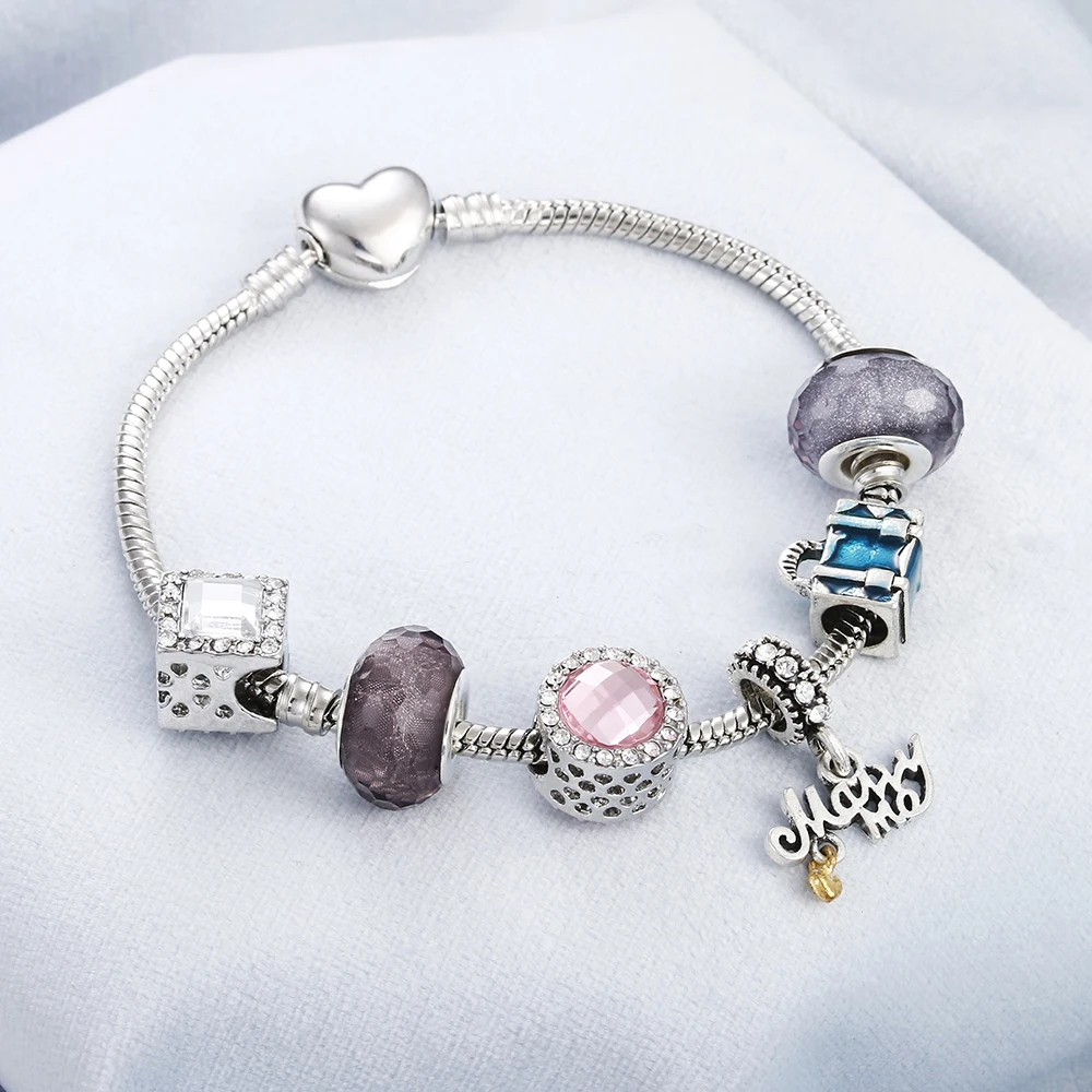 Женский браслет с радужными бусинами подвеска цепочка змейка со смайликом и