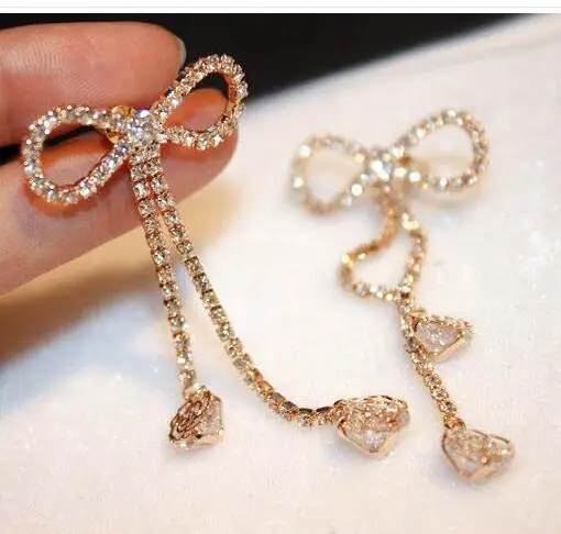 Модные роскошные длинные висячие серьги с кисточками ювелирные изделия Золотые