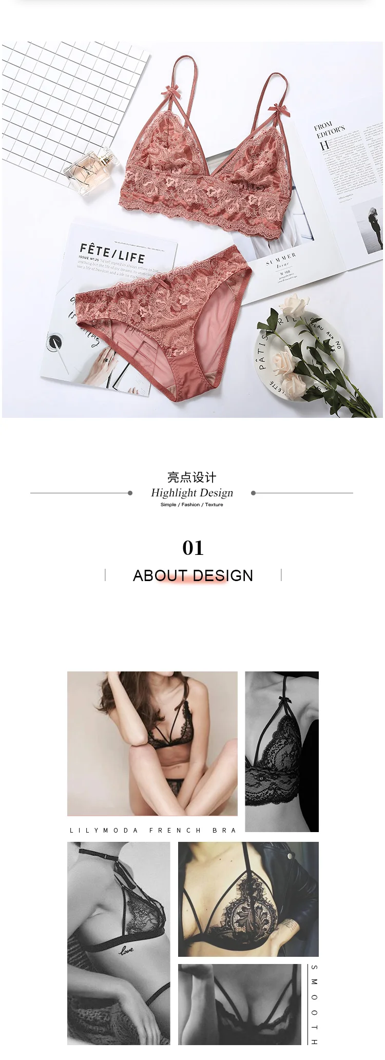 LILYMODA НОВЫЕ ПОСТУПЛЕНИЯ Модные шикарные Bralette провода бюстгальтер Женские сексуальные интимные кружево наборы для ухода за кожей бюстгаль