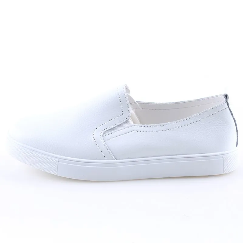 New Style Spring Casual Flat Shoes Women Loafers Solid Color Black Slip-On Flats PU Leather Sneakers | Обувь