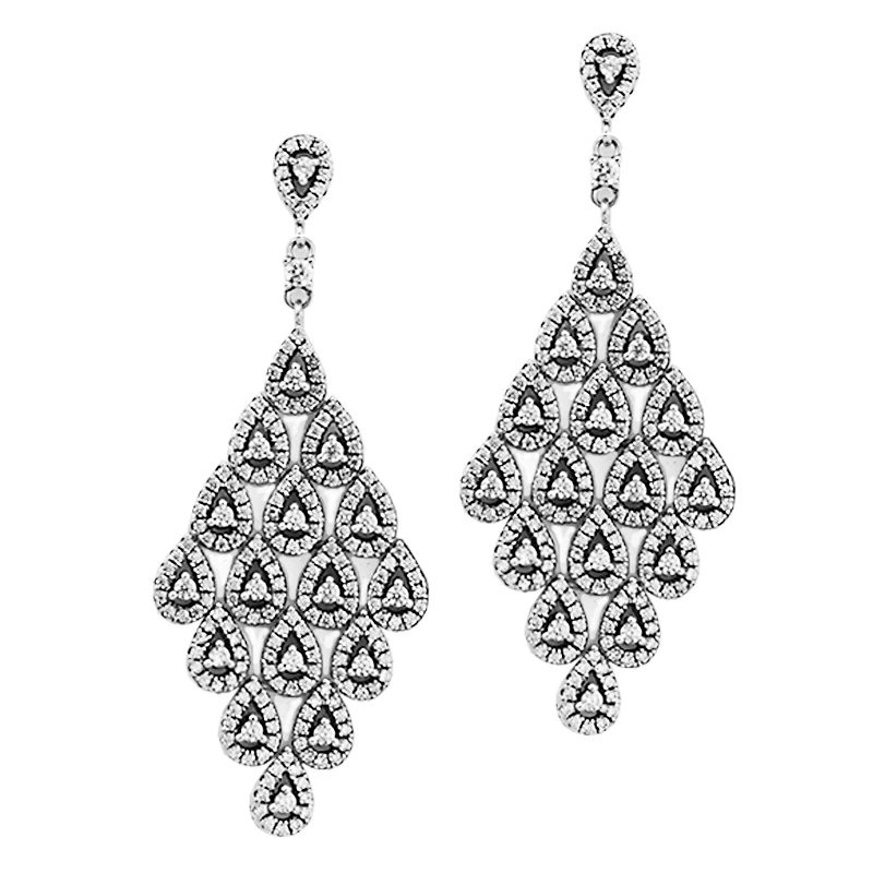 

Cascading Glamour Large Hanging Earrings Genuine 925 Sterling Silver Earrings For Women Brincos pendientes oorbellen E094A