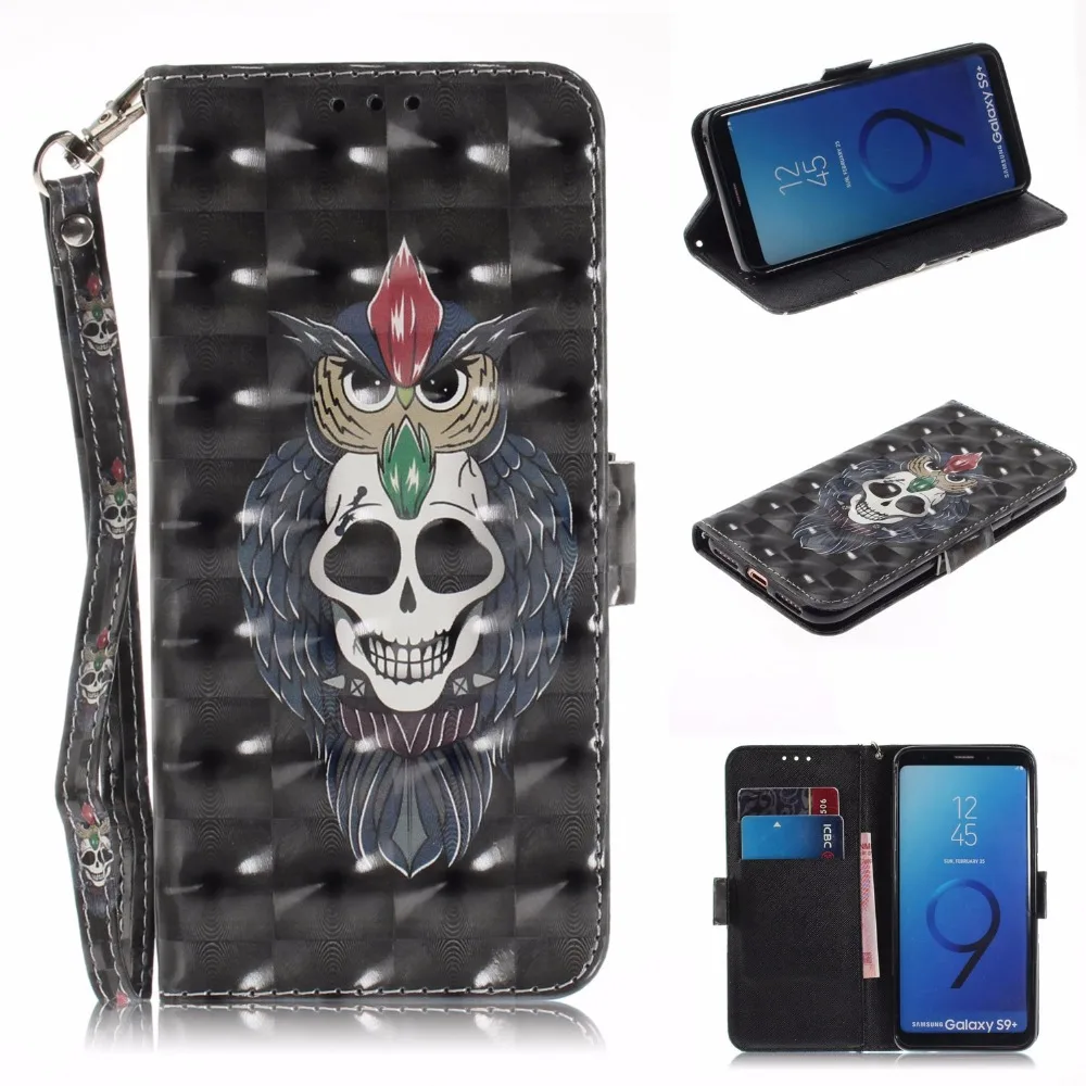 Новый чехол для samsung s9plus Стенд Wallet galaxy s9 крышка 3D кожа флип s8 s8plus | Мобильные
