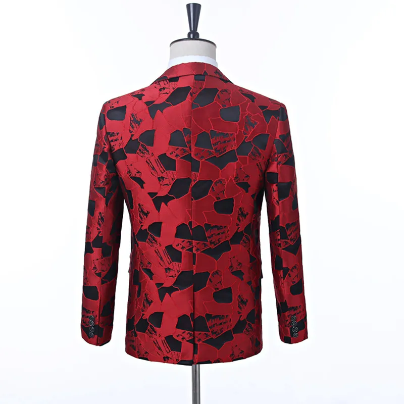 Crimson Men's Coat Lapel Slim Ball Flower Groom Jacket Best Suit | Мужская одежда