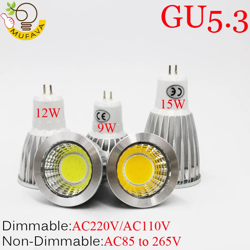 1 шт./лот высокое Мощность Led GU10 E27 E14 GU5.3 Коб 9 Вт 12 15 COB Светодиодный прожектор