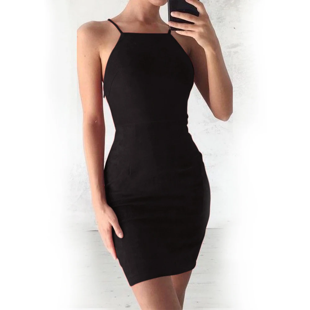 Ciysty 2018 Для женщин сексуальное платье замшевые слинг вечерние Vestido летом Холтер