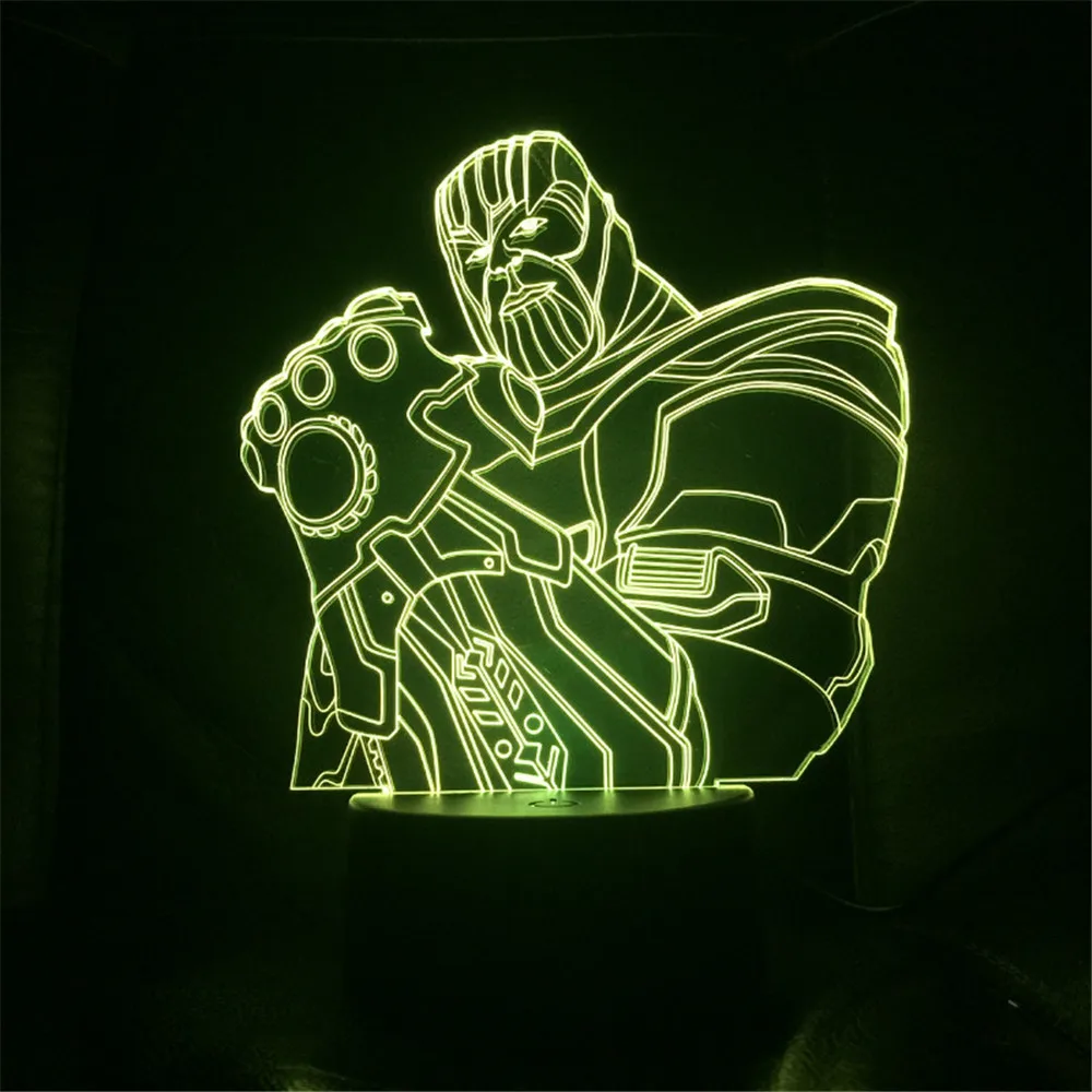 Мстители Thanos Infinity Gauntlet 3D ночник Endgame визуальная Настольная лампа с изменением