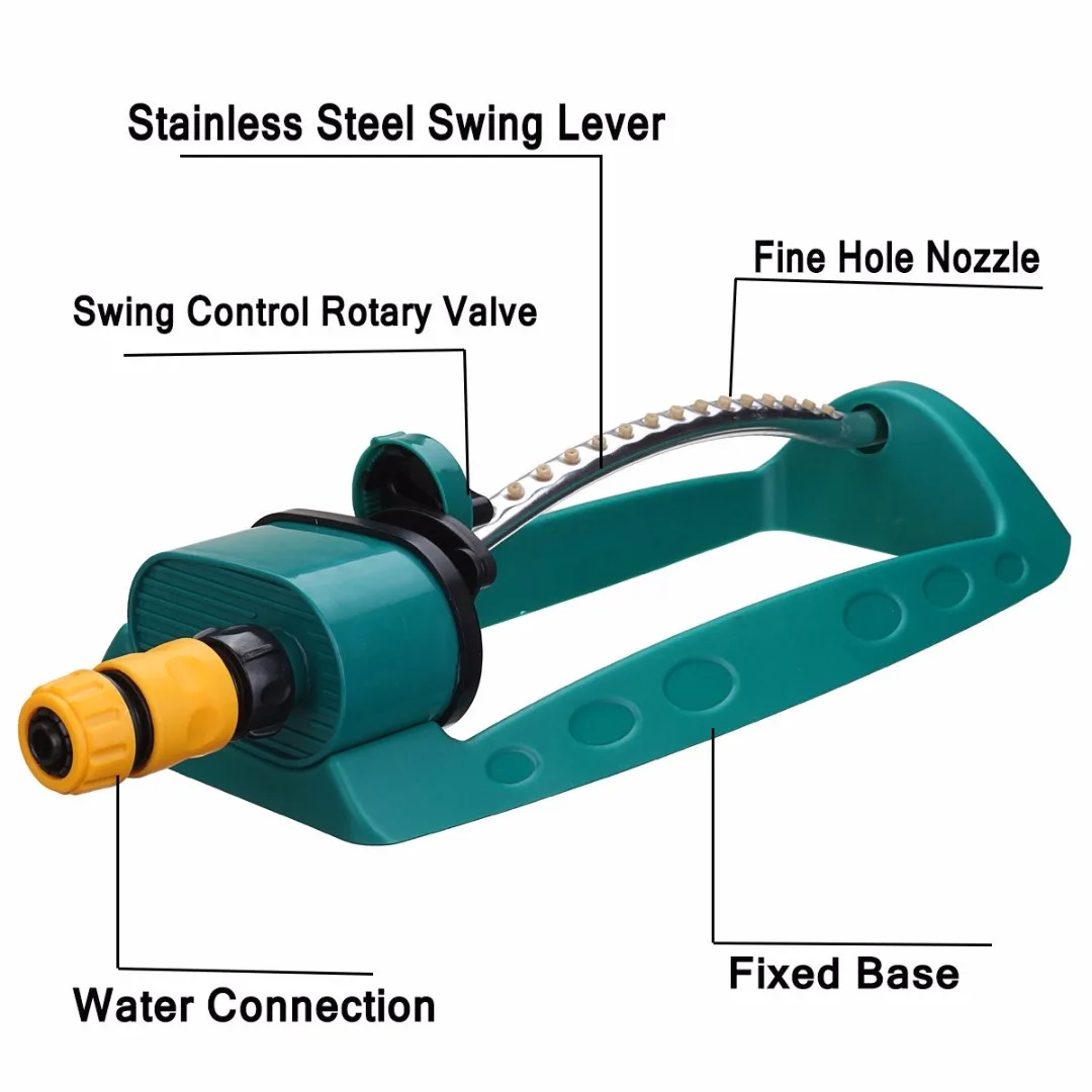 

15 Holes Adjustable Alloy Watering Sprinkler Sprayer Oscillating Oscillator Lawn Garden Irrigation Tools