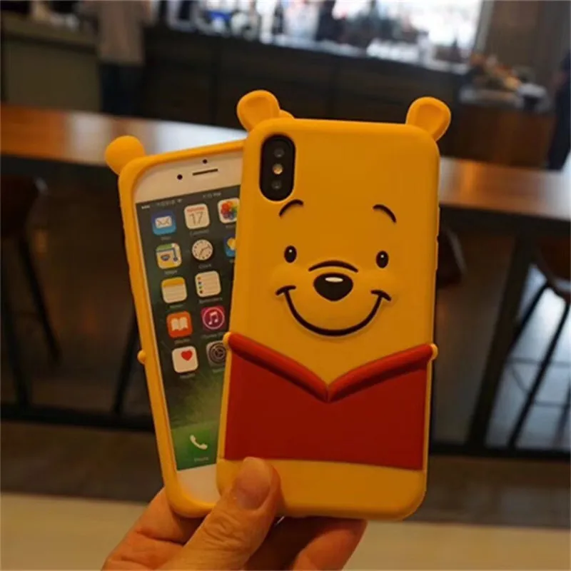 3D Cartoon Winnie Bear Soft Silicone Case For iphone X Xs 7 8 6 6s Plus Lovely Anti knock Rubber Phone Cover Coque |