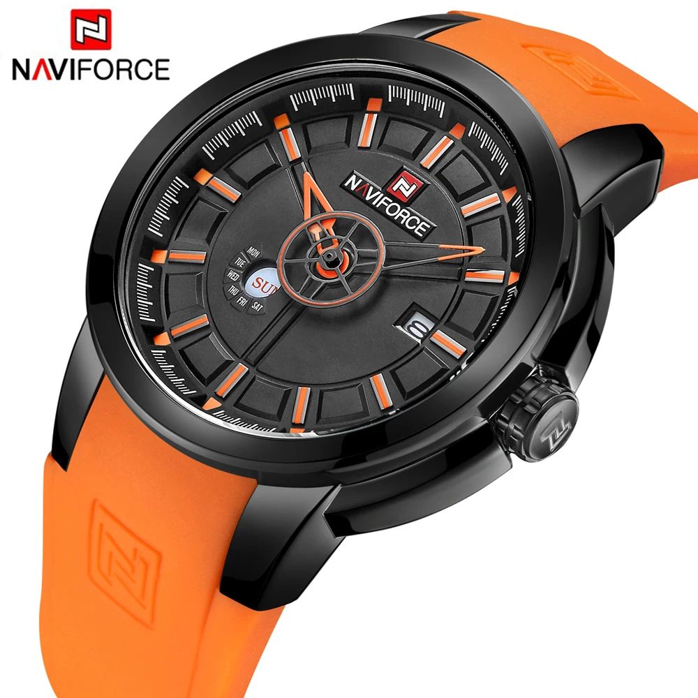 NAVIFORCE Роскошные брендовые военные часы Мужские кварцевые аналоговые 3D с