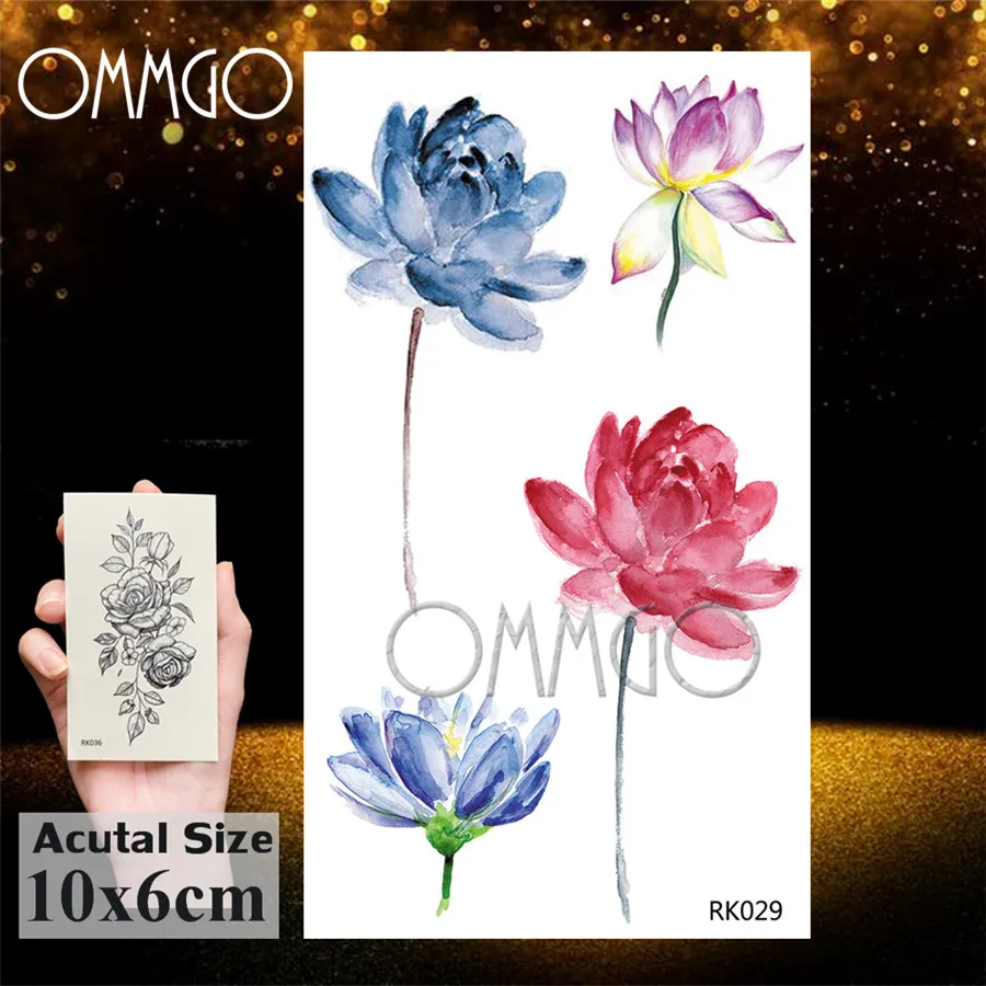 OMMGO акварель цветок Камелия временная татуировка стикер женщины девушка на заказ