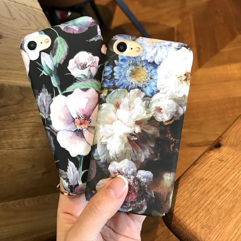 Жесткий чехол из поликарбоната в стиле ретро с цветком камелии для iPhone 7 6 6S Plus