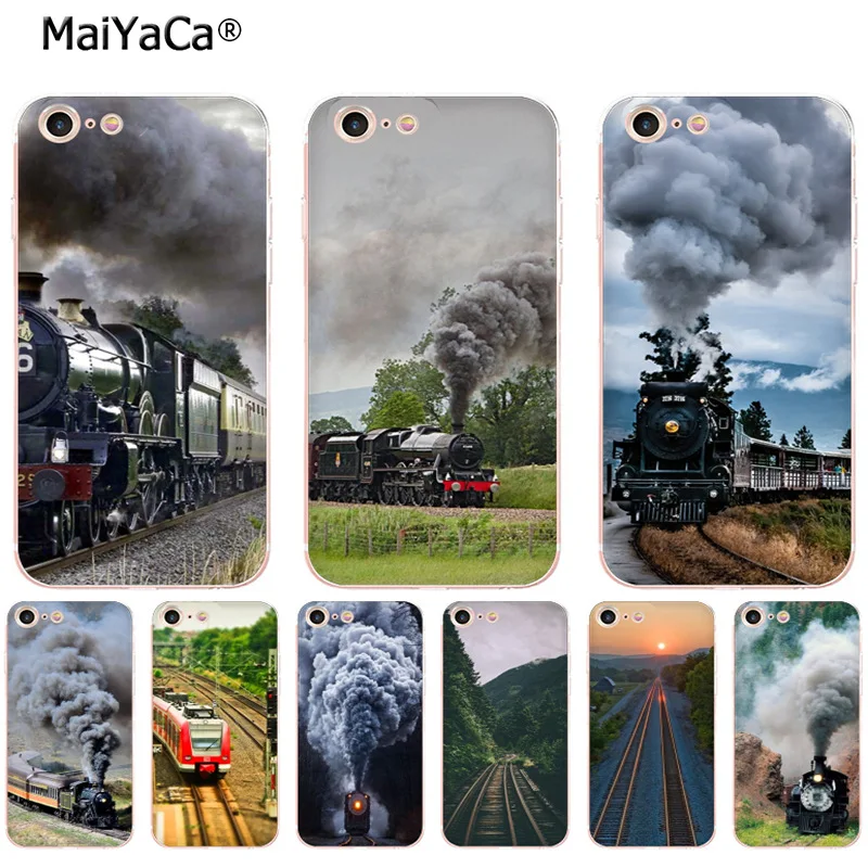 Мягкий чехол для телефона MaiYaCa из ТПУ с изображением поезда в гору iPhone 8 7 6 6S Plus X XS