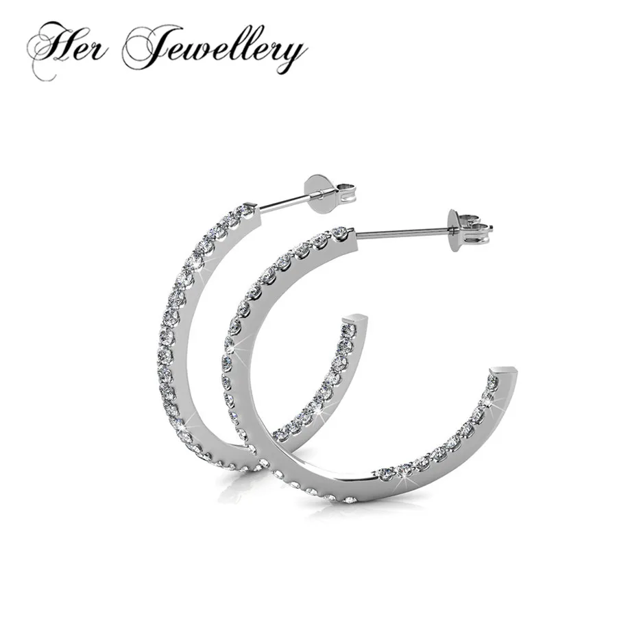Ее ювелирные изделия Двойные серьги C для женщин модные из кристаллов Swarovski с