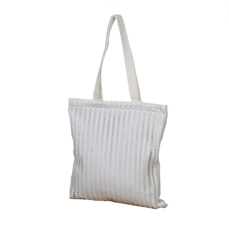 

Lace Hollow Out Women Handbags Shoulder Bags 2019 Striped Fishnet Ladies Large Capacity Tote Casual Schoolbag Shopping Bag W350