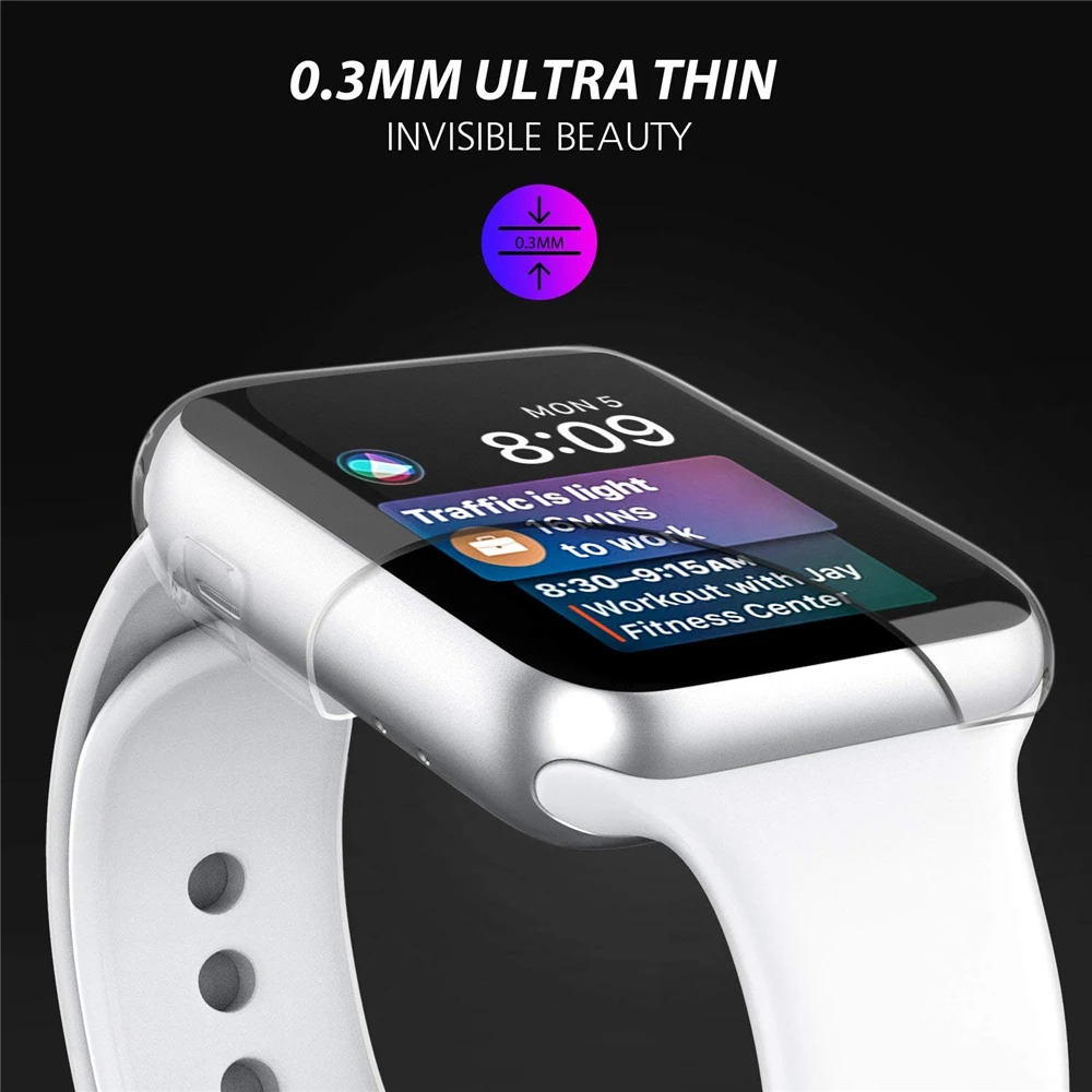 Новые часы чехол из ТПУ для Apple Watch Series 2, 3, 4, 360 ° полный охват Защитный чехол Крышка Экран защитная пленка 38/42 40/44 мм