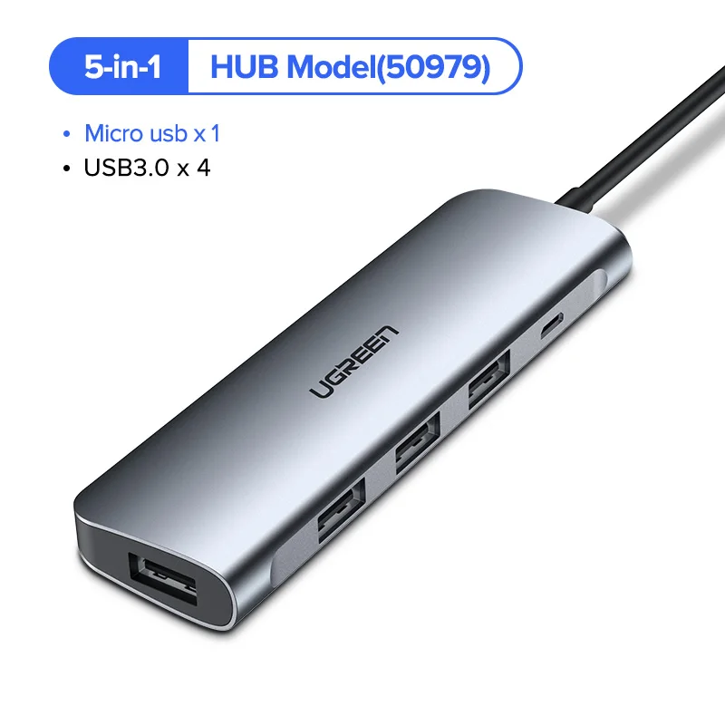 Ugreen usb-хаб C концентратор для нескольких USB 3,0 HDMI адаптер док-станция для MacBook Pro Аксессуары USB-C type C 3,1 разветвитель 3 порта USB C концентратор - Цвет: 5-in-1 HUB Model