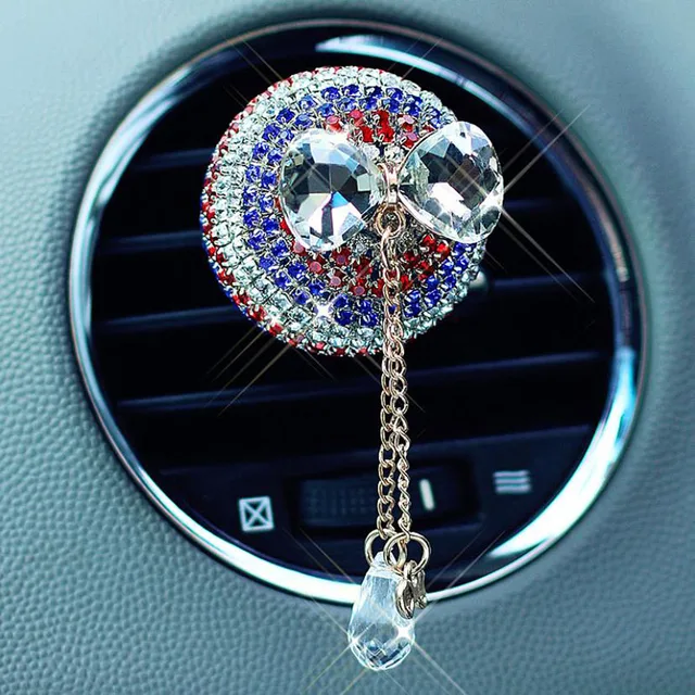 Crystal Pendant Car Perfume Clip Car Fragrance Air Conditioner Outlet Clamps Rhinestone Solid Fragrance Decoration Accessories G 2