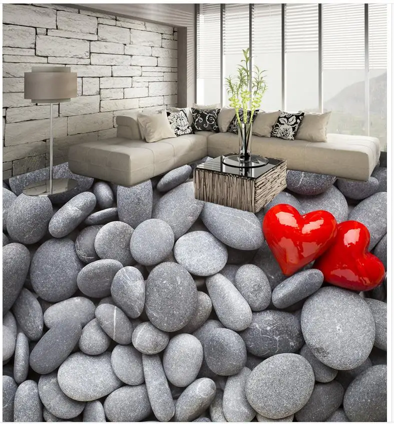 3D обои из ПВХ стереоскопические для пола с изображением белого камня|3d floor