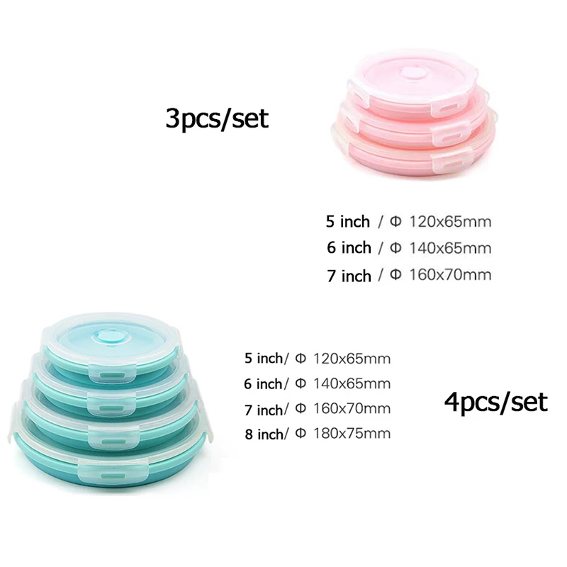 1 комплект силиконовая складная чаша наборы Ланч бокс с крышкой фруктовый салат