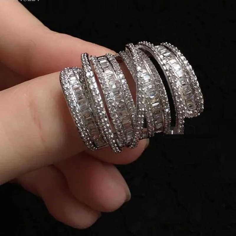 Женское и мужское модное кольцо широкое ювелирное изделие 20ct AAA Циркон CZ