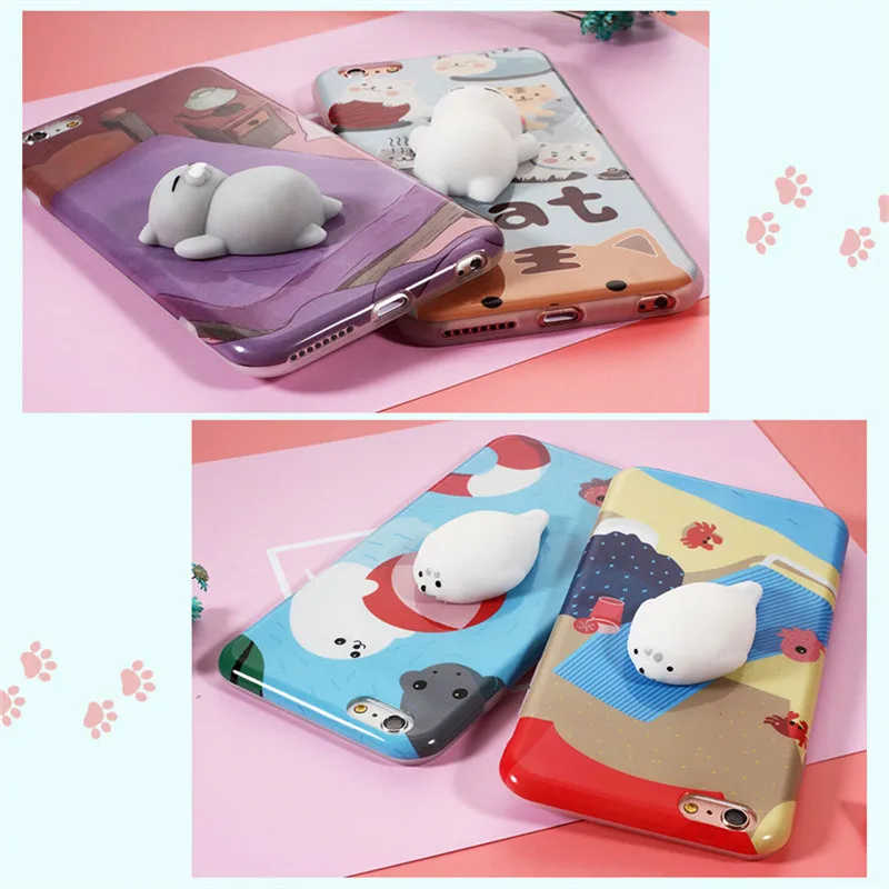 3D luxury Silicone Cartoon squishy Case for iPhone 6 6S Plus 7 case cover soft TPU new cute cat Cover 7+ funda |