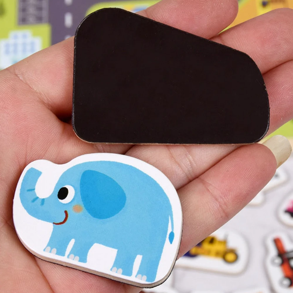 Educational Early Learning Magnetic Puzzle Kids Wooden Toys For Children 3d Puzzle Animal-traffic Scenes Intelligence Juguetes