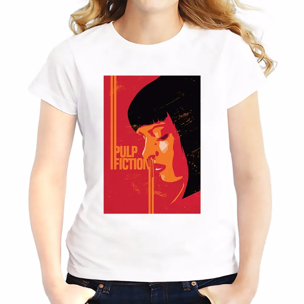 Женская футболка с принтом криминальной фантастики Mia Wallace новые летние белые